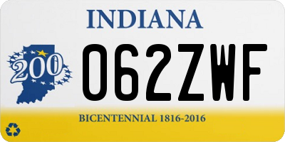 IN license plate 062ZWF