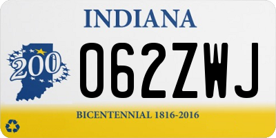 IN license plate 062ZWJ