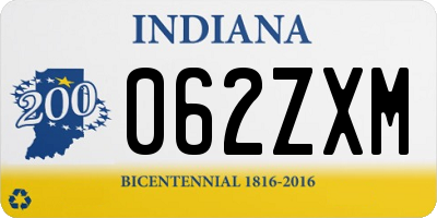 IN license plate 062ZXM
