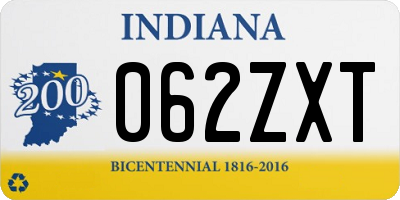 IN license plate 062ZXT