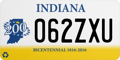 IN license plate 062ZXU