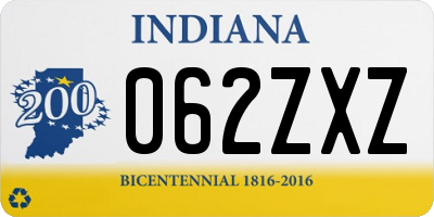 IN license plate 062ZXZ