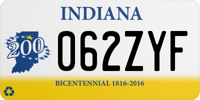 IN license plate 062ZYF