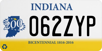 IN license plate 062ZYP