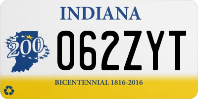 IN license plate 062ZYT