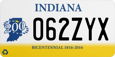 IN license plate 062ZYX