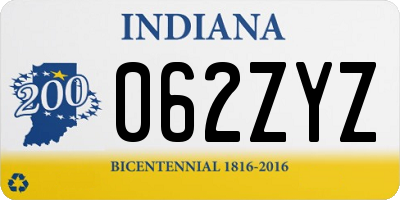 IN license plate 062ZYZ