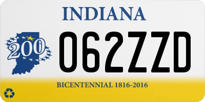 IN license plate 062ZZD