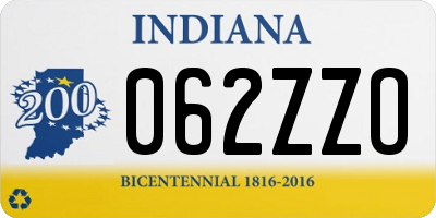 IN license plate 062ZZO