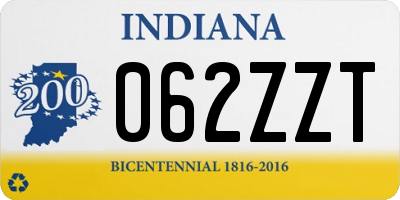 IN license plate 062ZZT