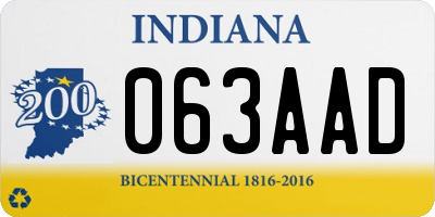 IN license plate 063AAD