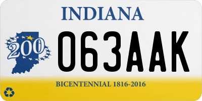 IN license plate 063AAK