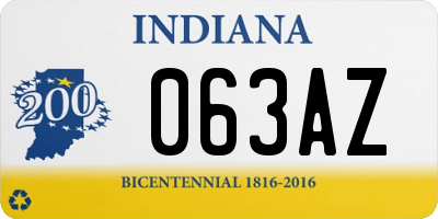 IN license plate 063AZ