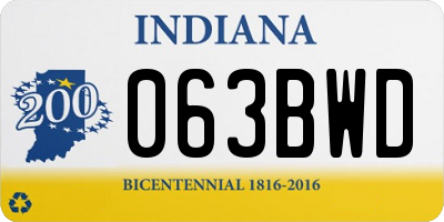 IN license plate 063BWD