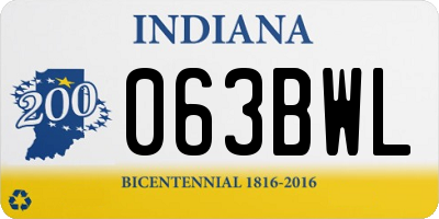 IN license plate 063BWL