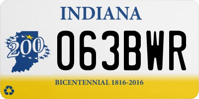 IN license plate 063BWR