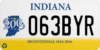 IN license plate 063BYR
