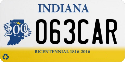 IN license plate 063CAR