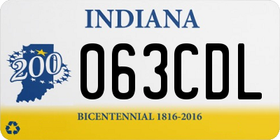 IN license plate 063CDL
