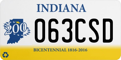 IN license plate 063CSD