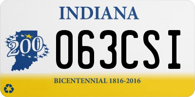 IN license plate 063CSI