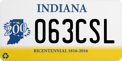 IN license plate 063CSL