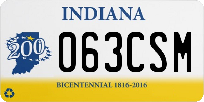 IN license plate 063CSM