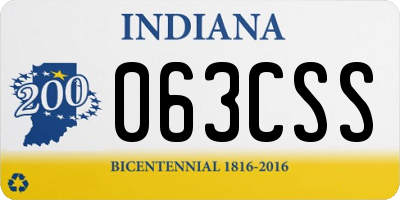 IN license plate 063CSS