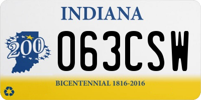 IN license plate 063CSW
