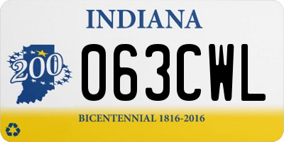 IN license plate 063CWL