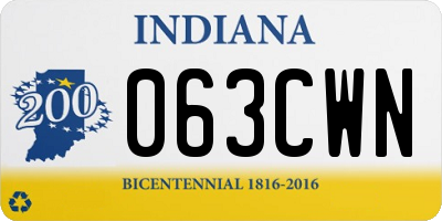 IN license plate 063CWN
