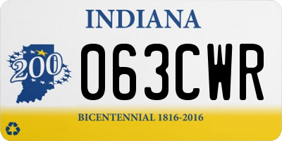 IN license plate 063CWR