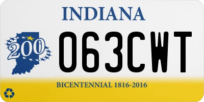 IN license plate 063CWT