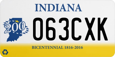 IN license plate 063CXK