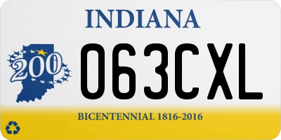 IN license plate 063CXL