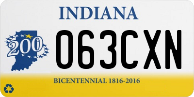 IN license plate 063CXN