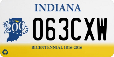 IN license plate 063CXW