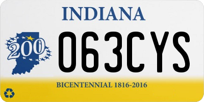IN license plate 063CYS