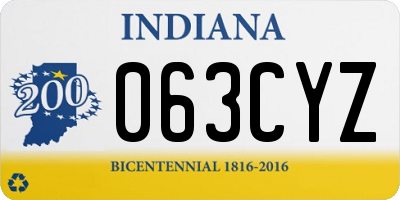 IN license plate 063CYZ