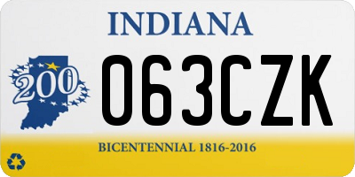 IN license plate 063CZK