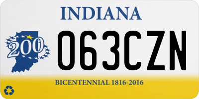 IN license plate 063CZN