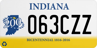 IN license plate 063CZZ