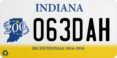 IN license plate 063DAH