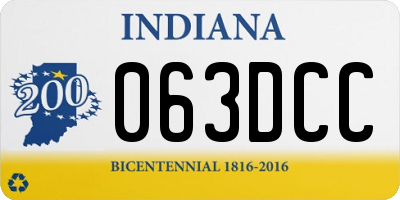 IN license plate 063DCC
