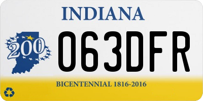 IN license plate 063DFR