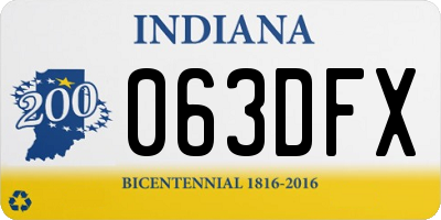 IN license plate 063DFX