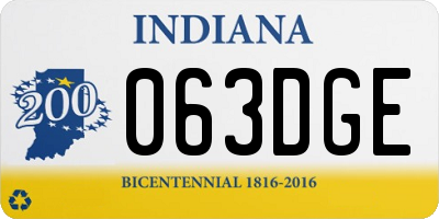 IN license plate 063DGE