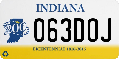 IN license plate 063DOJ