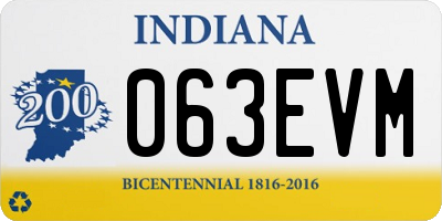IN license plate 063EVM