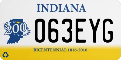 IN license plate 063EYG